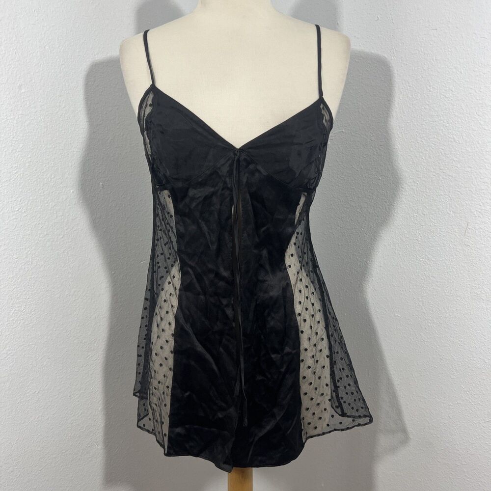 Victorias Secret Slip Dress Womens S Black Open Front Sexy Sabrina Carpenter Y2K